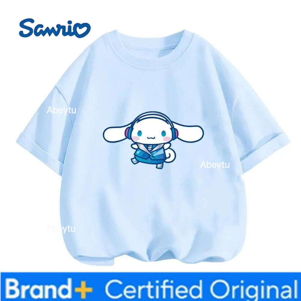 Sanrio 2024 New MINISO Cinnamoroll Children's Clothing Girls Summer Boys Short-sleeved Cartoon T-shirt Baby Trucksuit H260120