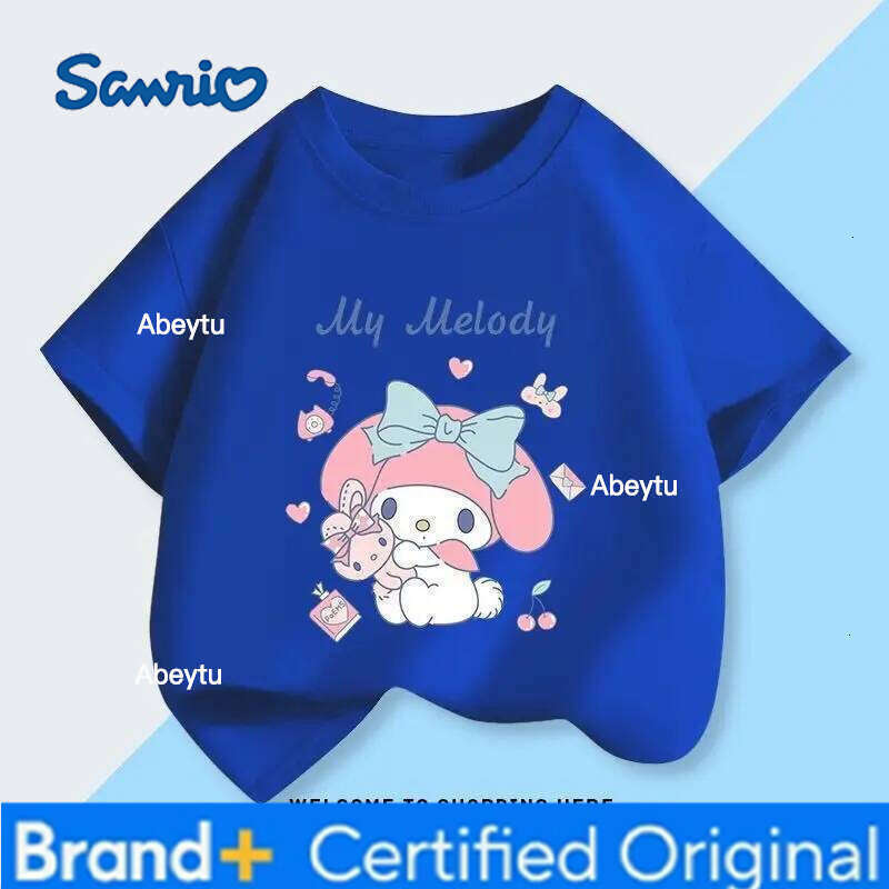 Sanrio HelloKitty My Melody Girl Short sleeve Boy t-shirt Pure cotton Cartoon Sweet and cute Jacket Children's clothing Kids H260120
