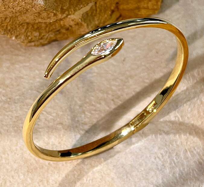Bracelet Silver Toned Snake Shaped Cuff Bracelet Marquise Cut CZ Accent at Head Edgy Allure for Fashion Forward or Bold Looks Striking Jewelry Accesso