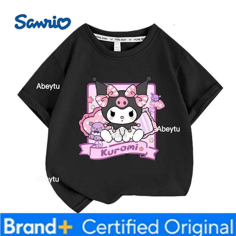 Sanrio Summer Baby Girls 100% Cotton Clothes Kid Children Girl Cute Kuromi Printed T-shirts Cartoon Short Sleeve Top Outfits H2601201