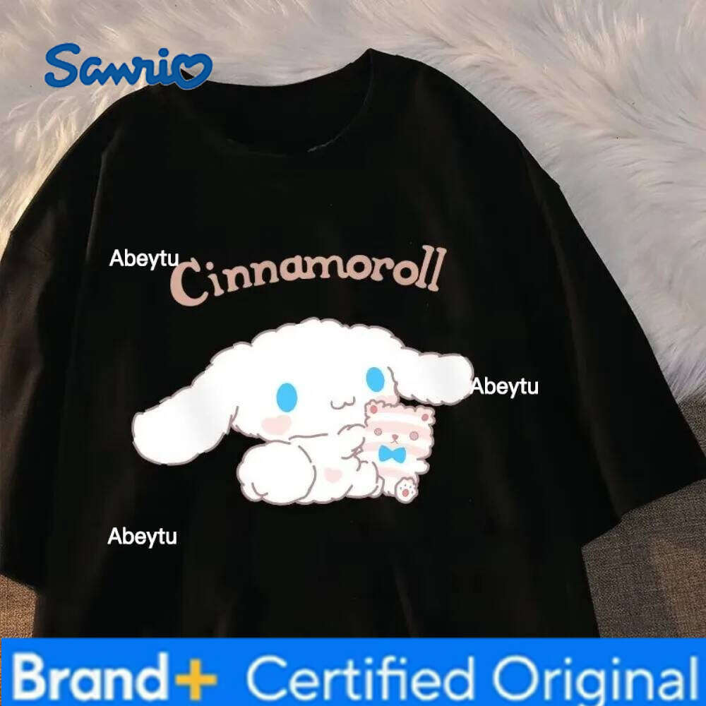 Sanrio MINISO Cinnamoroll Short Sleeved Clothing Y 2k Kawaii Korean Fashion Pattern T-shirt Men's Top Linda Y2k Street-wear H260120