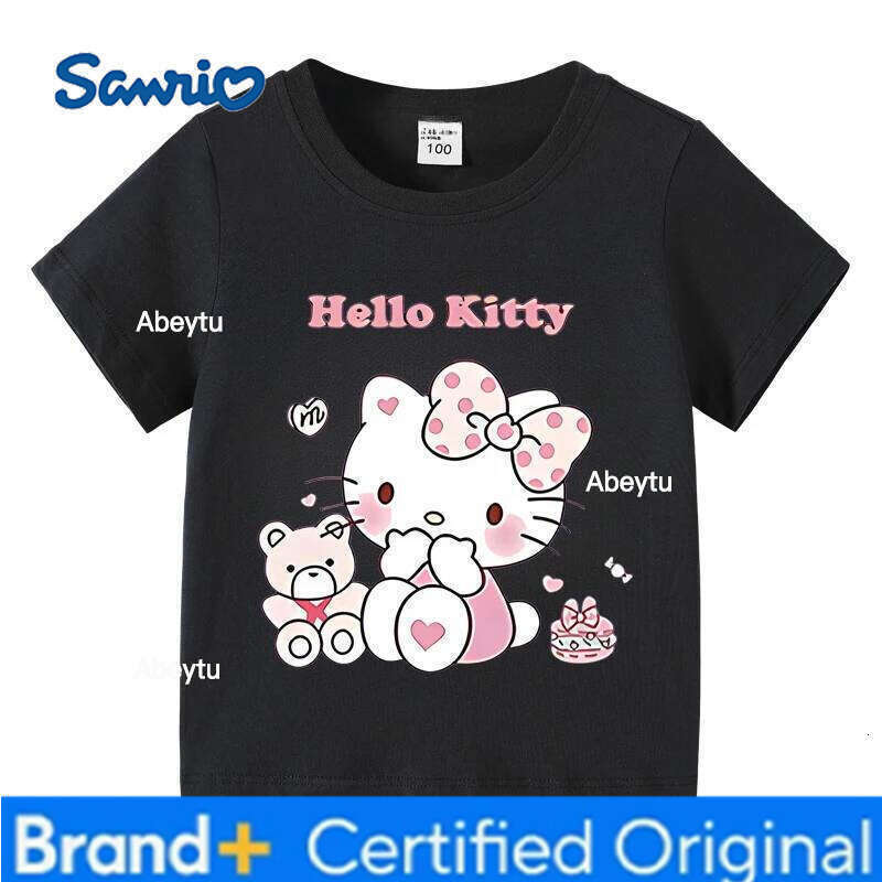 Sanrio Kids Kello Kitty Tshirt Summer Children's Cartoon Casual Short-sleeved T-shirt Set Baby Boy Girls Clothing H260120