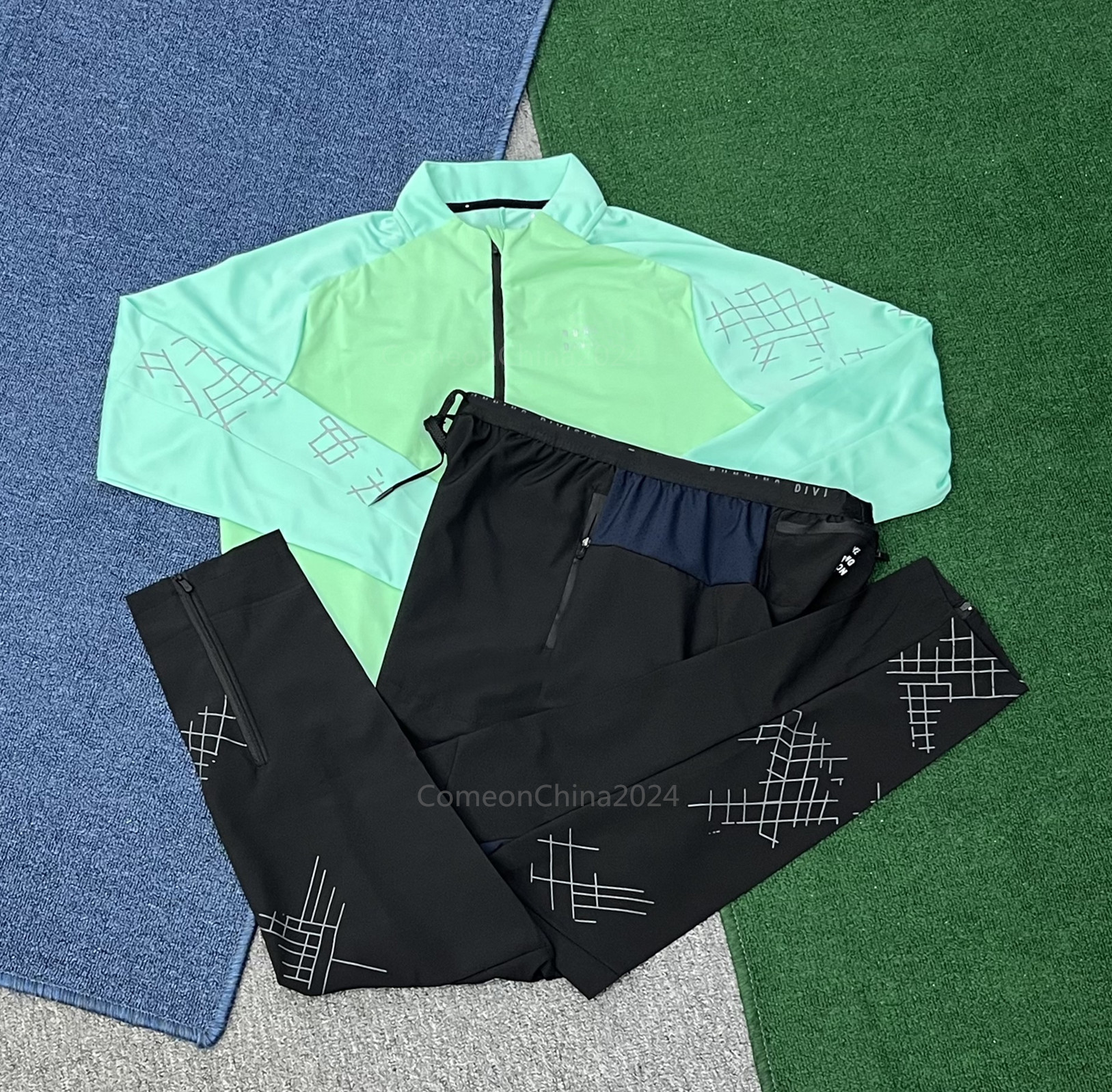 Summer Men's Tracksuits Sportwear Suit long sleeve half-zip running suit training Brand Quick drying Mens Training Casual Jogger Pants Set Sweatpants sets h8922