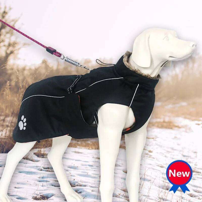 Famous brand Waterproof Large Jacket Winter Clothes Pets Fleece Clothing Warm Windproof Coat For Big Dogs Black Red Dog supplies pupakaIK
