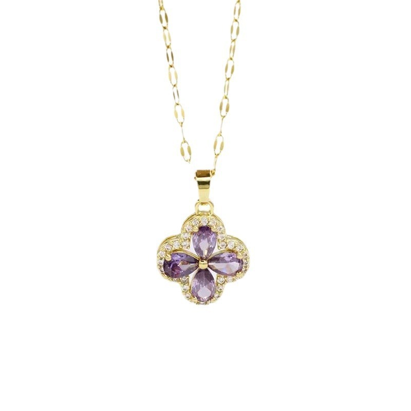 Jewelry Necklace Clover Pendant Necklace for Women Valentine's Day Gift Light Luxury Non Tarnish Gold Plated Fashion Accessory