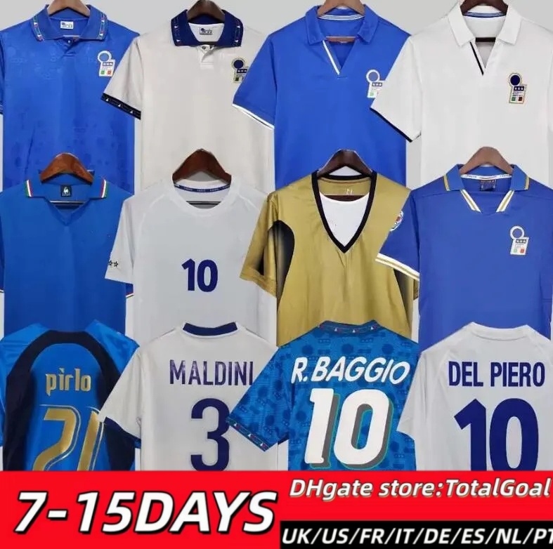 Retro classic Italy soccer jerseys 1990 1994 96 98 00 06 2012 20 21 Rossitto Italia R.BAGGIO MALDINI Nesta Albertini DEL PIERO Balotelli Men Kids Kits football jersey