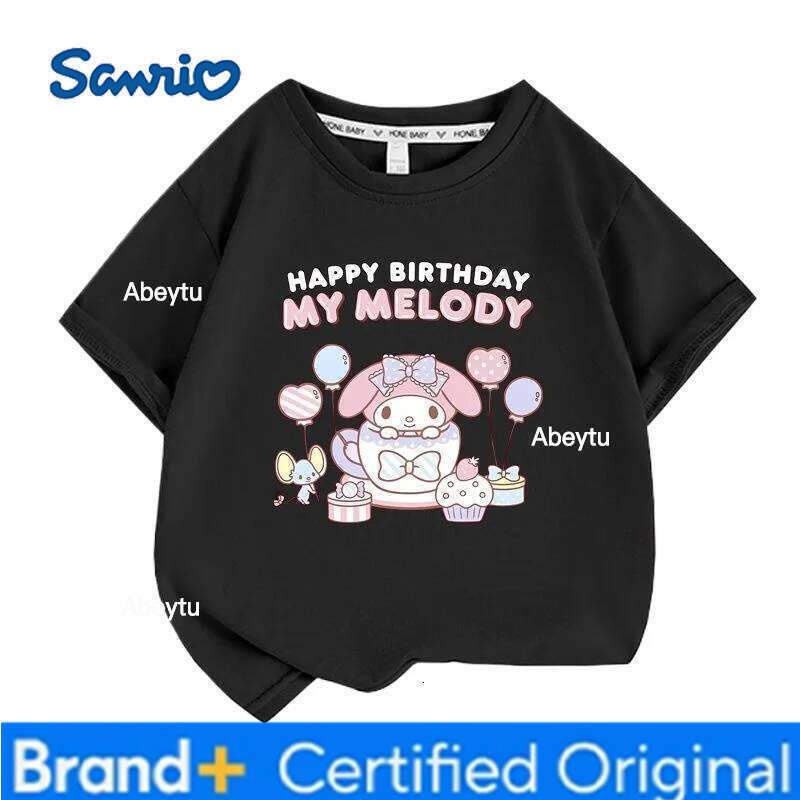 Sanrio Summer Baby Girls 100% Cotton Clothes Kid Children Girl Cute My Melody Printed T-shirts Cartoon Short Sleeve Top Outfits H260120