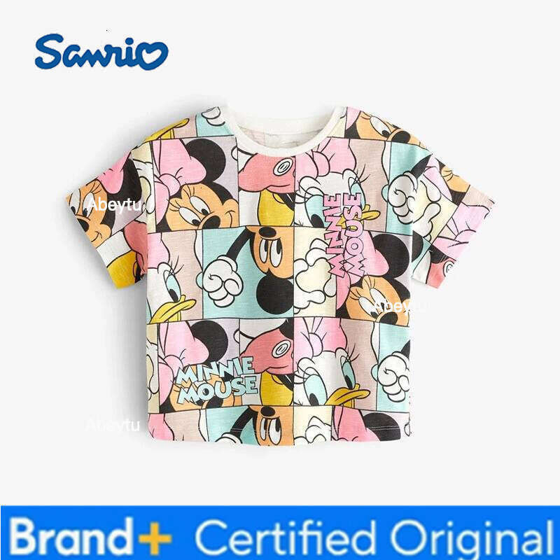 Sanrio Fashion Design Girls Short Sleeve Tees Summer Clothing Loose O-neck Kids T Shirts Tops Children's Wear Cartoon Cute Girl Tshirts H260120