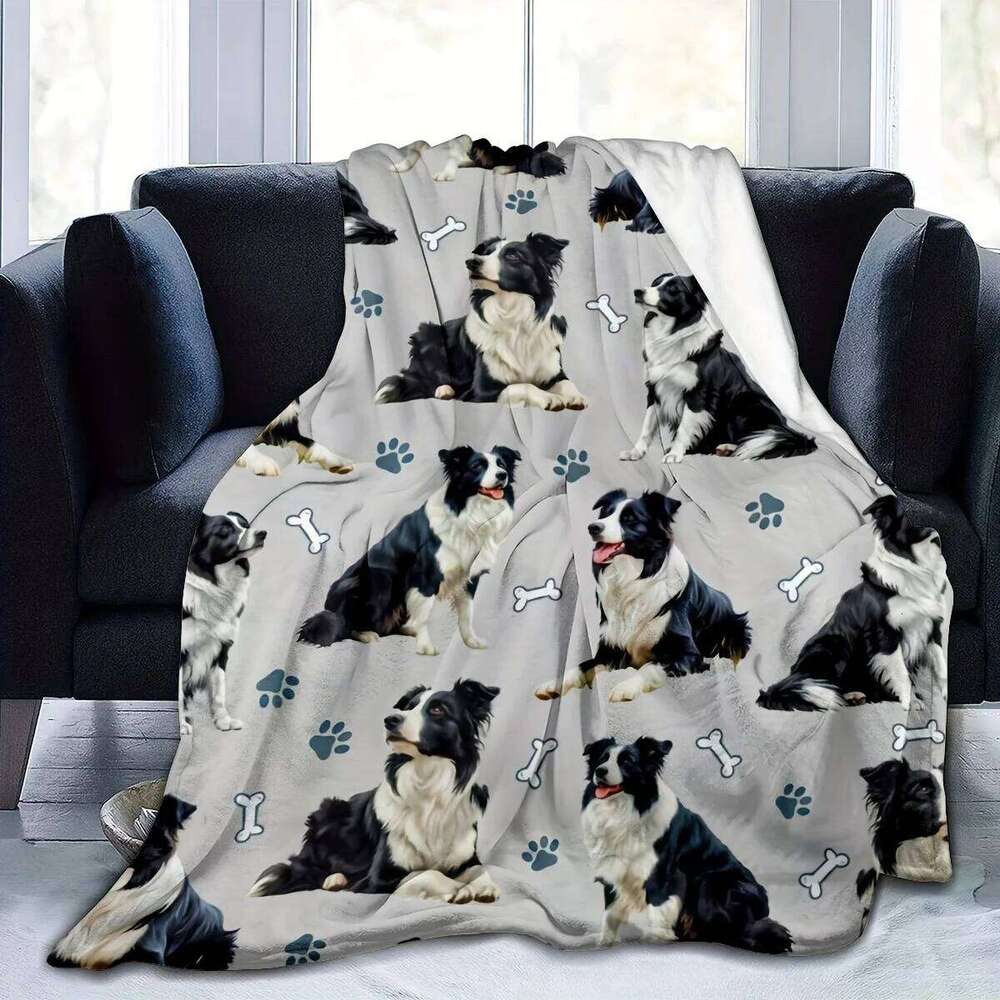 Cozy Border Collie Flannel Blanket - Warm Tear-Resistant All-Season | Home Decor & Pet Lover Gift W260120