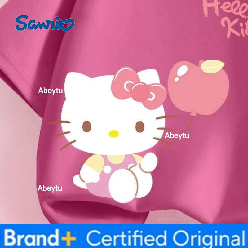 Sanrio Summer Baby Girls 100% Cotton Clothes Kid Children Cute Hello Kitty Printed T-shirts Cartoon Short Sleeve Top Outfits H260120