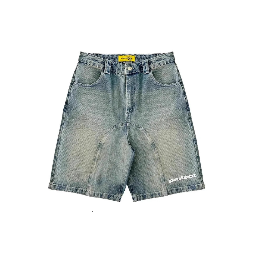 Vintage Y2k Men Women Harajuku Short Jeans Washed Embroidery American Retro Man Denim shorts Summer Loose Hip Hop Streetwear 260119