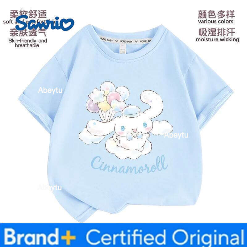 Sanrio Summer Baby Girls 100% Cotton Clothes Kid Children Boy Cute Cinnamoroll Printed T-shirts Cartoon Short Sleeve Top Outfits H260120