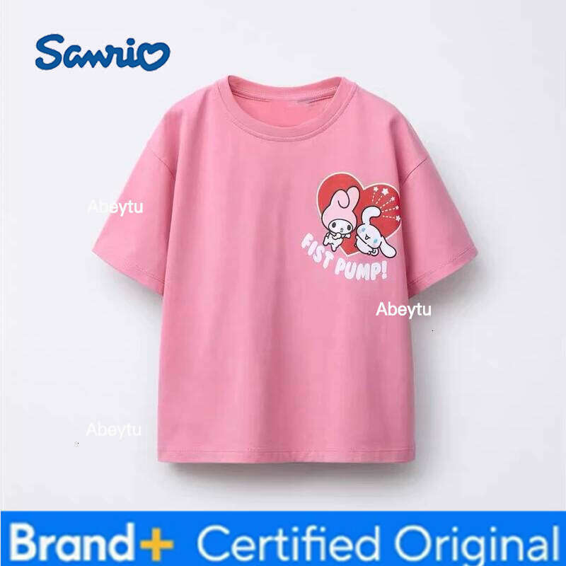 Sanrio Fashion Design Girls Short Sleeve Tees Summer Clothing Loose O-neck Kids T Shirts Tops Children's Wear Cartoon Cute Girl Tshirts H260120