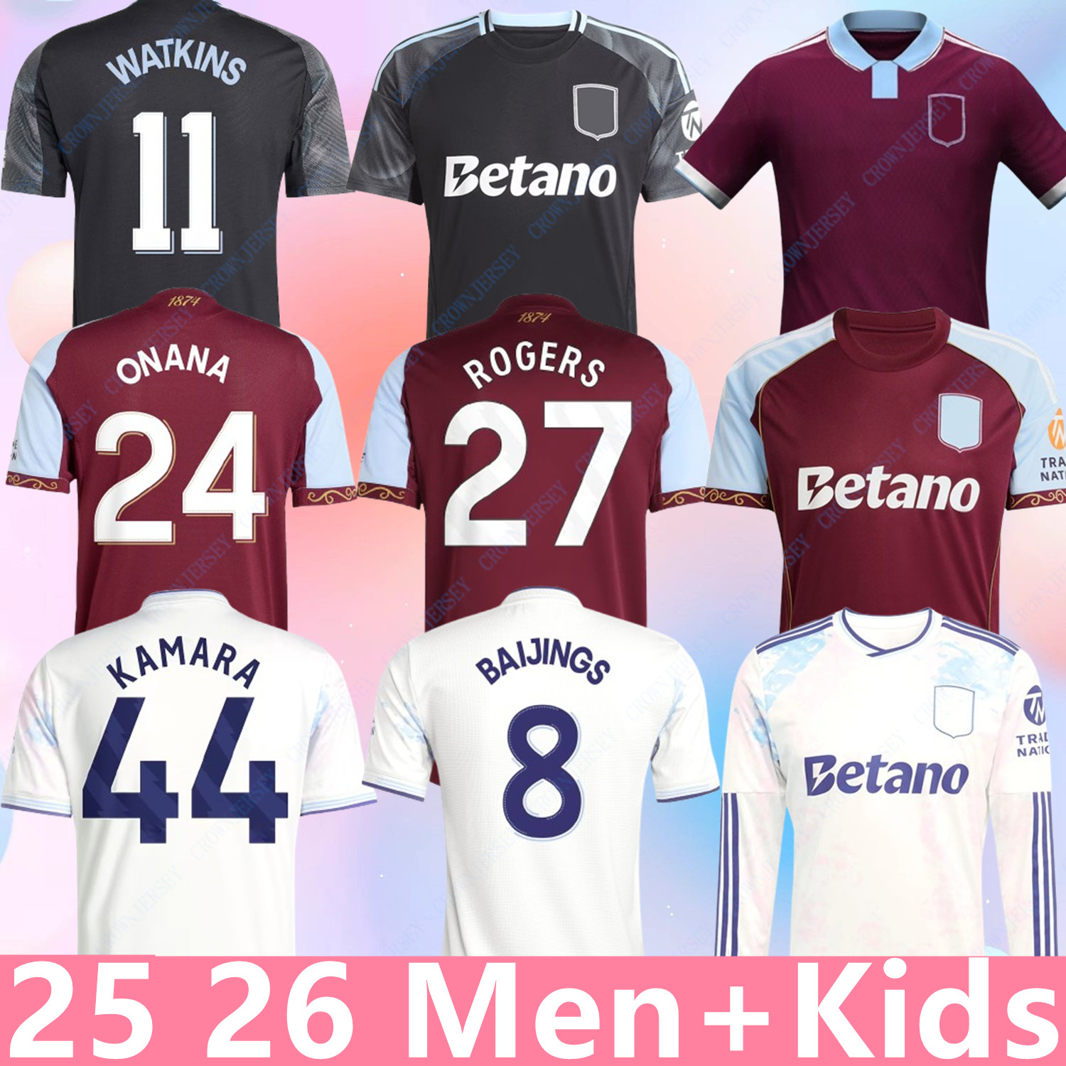 Aston 150th Anniversary kit WATKINS Vilas 2025 2026 2027 Soccer Jerseys ONANA ROGERS 25 26 27 McGINN KAMARA men kids Third top football Shirt TIELEMANS ELLIOTT KONSA
