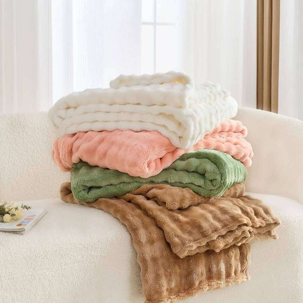 Sage Green Fleece Throw Super Soft Lightweight Fuzzy for Bedroom Home Decor Cozy Fluffy Bubble Blanket Gift W260120