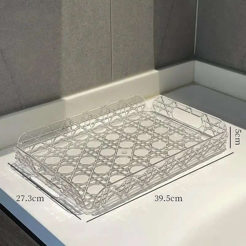 High-capacity Rectangular High-end Aesthetic Household Light Tea Set Water Cup Storage Tray Luxury Home Decoration