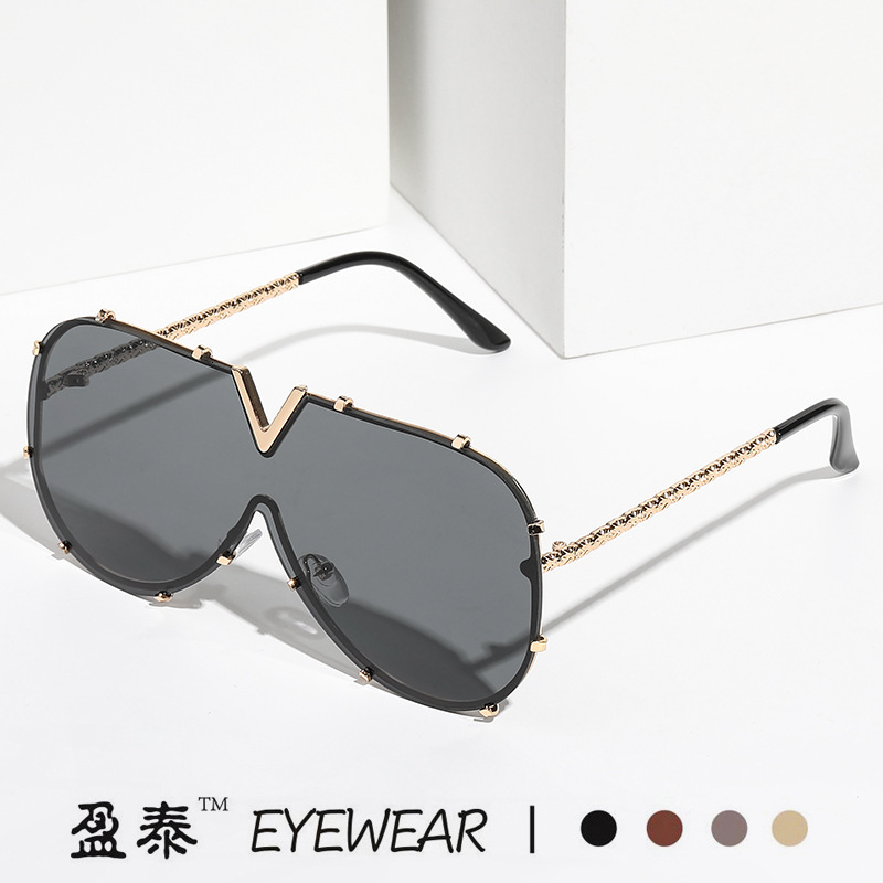 Luxury Brand Designer Sunglasses Unique Trendy Unisex V8 Sunglasses European And American Style Fashion Glasses One-Piece Unique Sunglasses Wholesale
