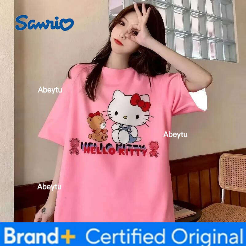 Sanrio Sanliou HELLO KITTY3D Printed Men's and Women's Breathable Quick Drying Loose T-shirt Casual Fashion Top Y2K H260120