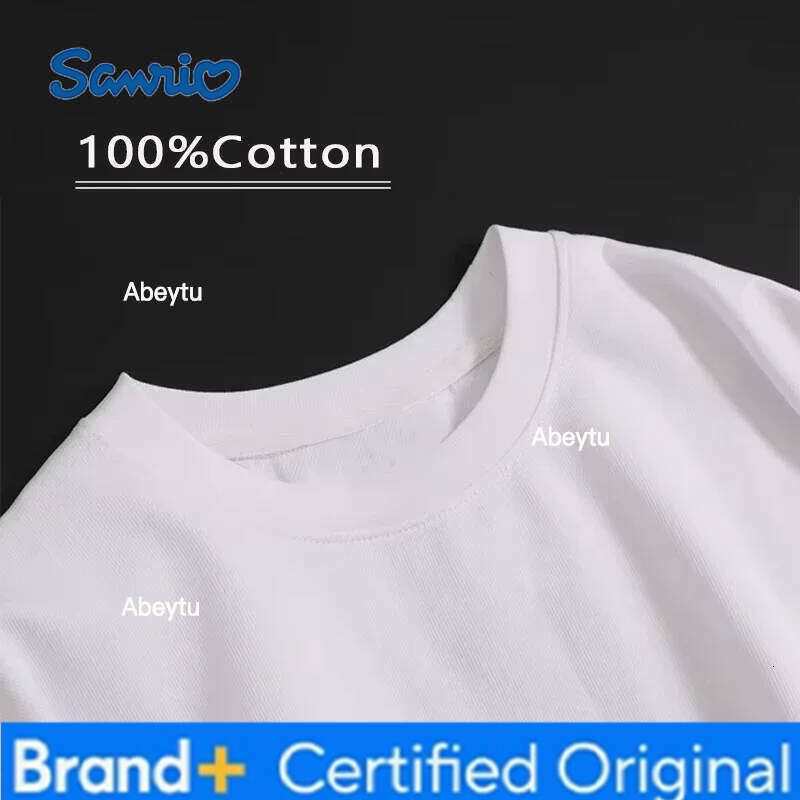 Sanrio American Trendy Brand Vacation Hello Kitty Print 2025 Women's Cartoon Top Trend Plus Size Loose Casual Short-sleeved T-shirt H260120