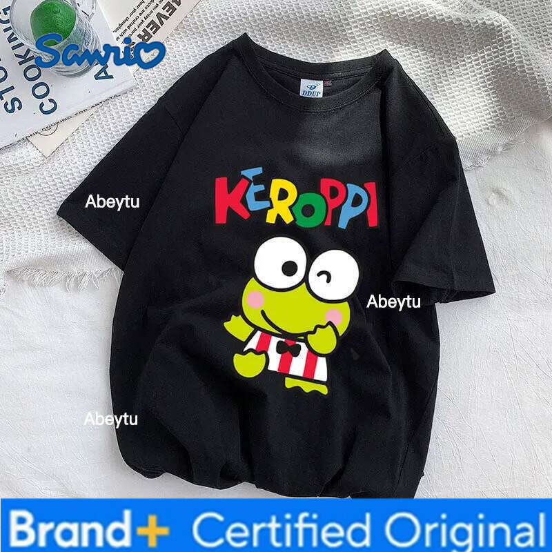 Sanrio Summer New Original Cute Keroppi Cartoon Print T-shirt Men's and Women's Same Loose Casual Versatile Short-sleeved Top H260120
