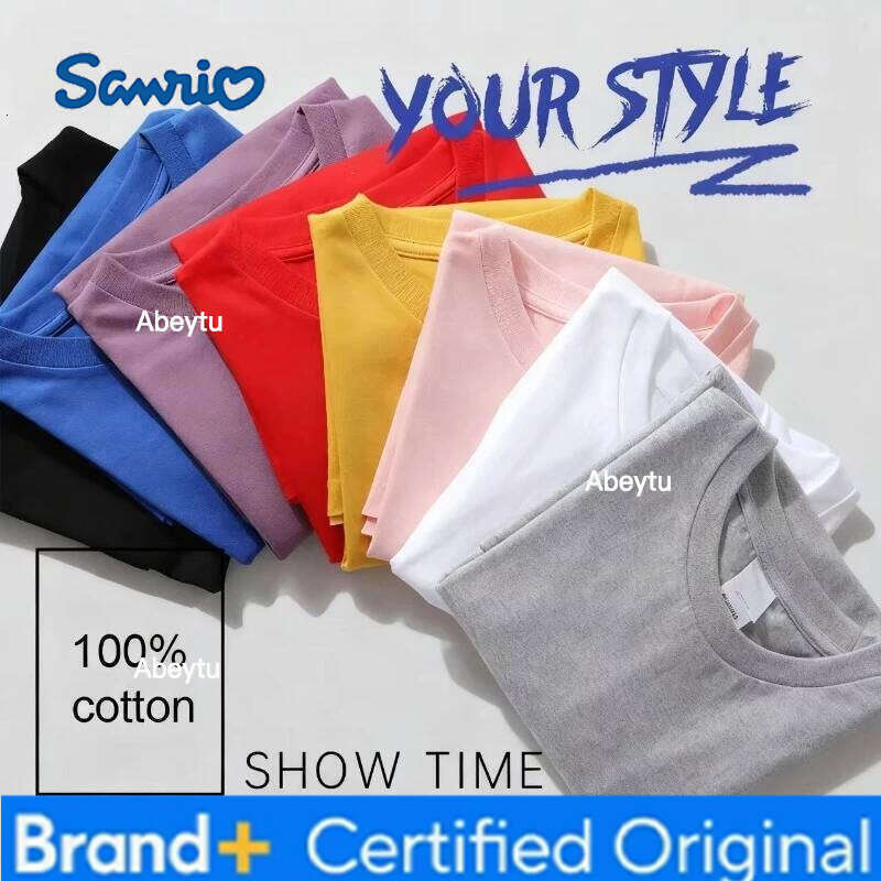 Sanrio Women's New Cute Hello Kitty Pattern Printed Top Oversized Unisex Couple Trend Plus Size Loose Casual Short-sleeved T-shirt H260120