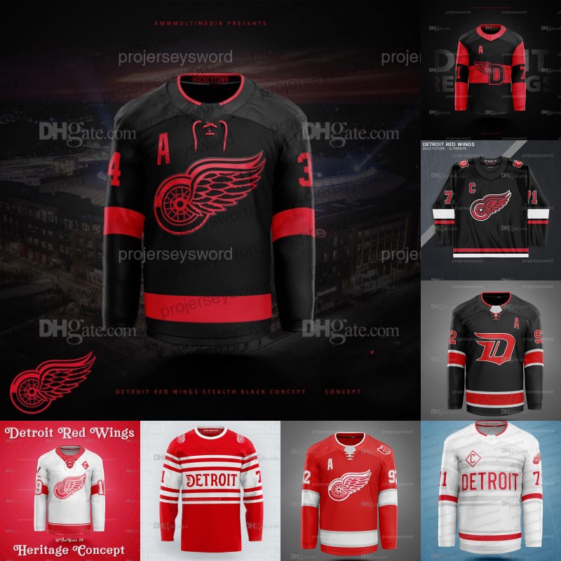 Detroit Hockey Concepts Jersey RedWings Moritz Seider Patrick Kane Alex DeBrincat Lucas Raymond J.T. Compher Marco Kasper Michael Rasmussen John Gibson Jerseys