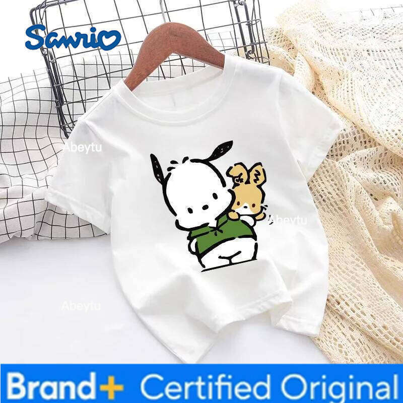 Sanrio Summer Children Sweet Kunomi Printed Top Kids Clothes Baby Girls Cute Short Sleeve Crewneck T-shirt Kid Wear H260120