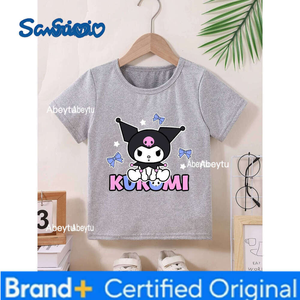 Sanrio Summer Baby Girls Clothes Kid Kuromi Printed T-shirts Children Cartoon Solid Cotton Short Sleeve Top Outfits H260120