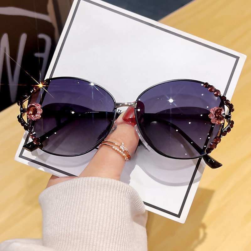 Luxury Brand Designer Sunglasses New Polarized Sunglasses UV Protection High-End Metal Fashionable Rhinestone Luxury Slim Trendy Style