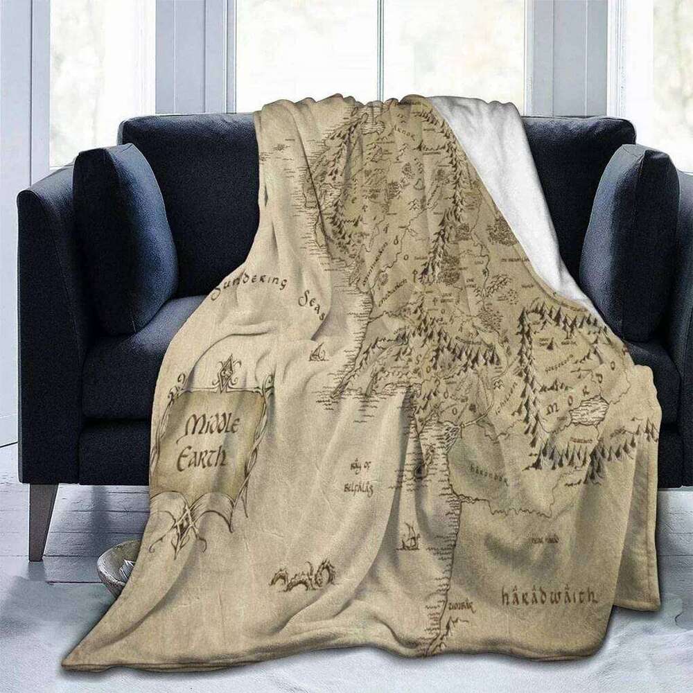 1pc Middle Earth Map Blanket Lord of the Rings Style Fade Resistant Beautiful Timeless Design W260120