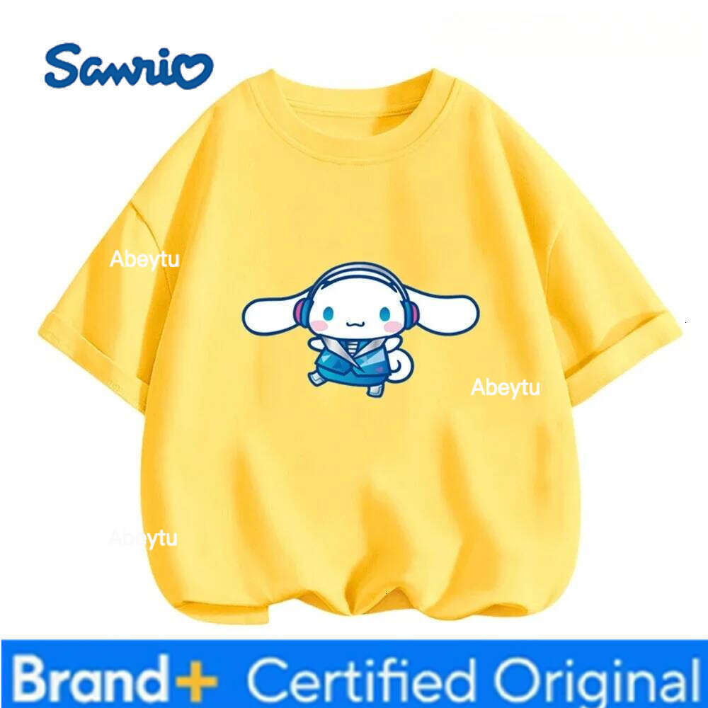 Sanrio Cinnamoroll Tshirt Summer Hello Kitty Kids Cartoon Casual Short-sleeved T-shirt Set Baby Boy Girls Clothing H260120