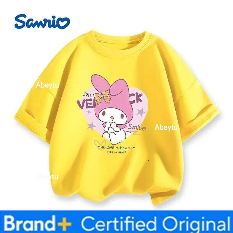 Sanrio Fashion My Melody & Kuromi Girls T-shirt Summer Breathable Skin-friendly Easy Care Comfortable Tops H260120