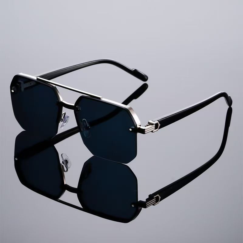 Luxury Brand Designer Sunglasses Hot-Selling European And American Style Square Half-Frame Men's Sunglasses Driving Glasses Male Foreign Trade Be