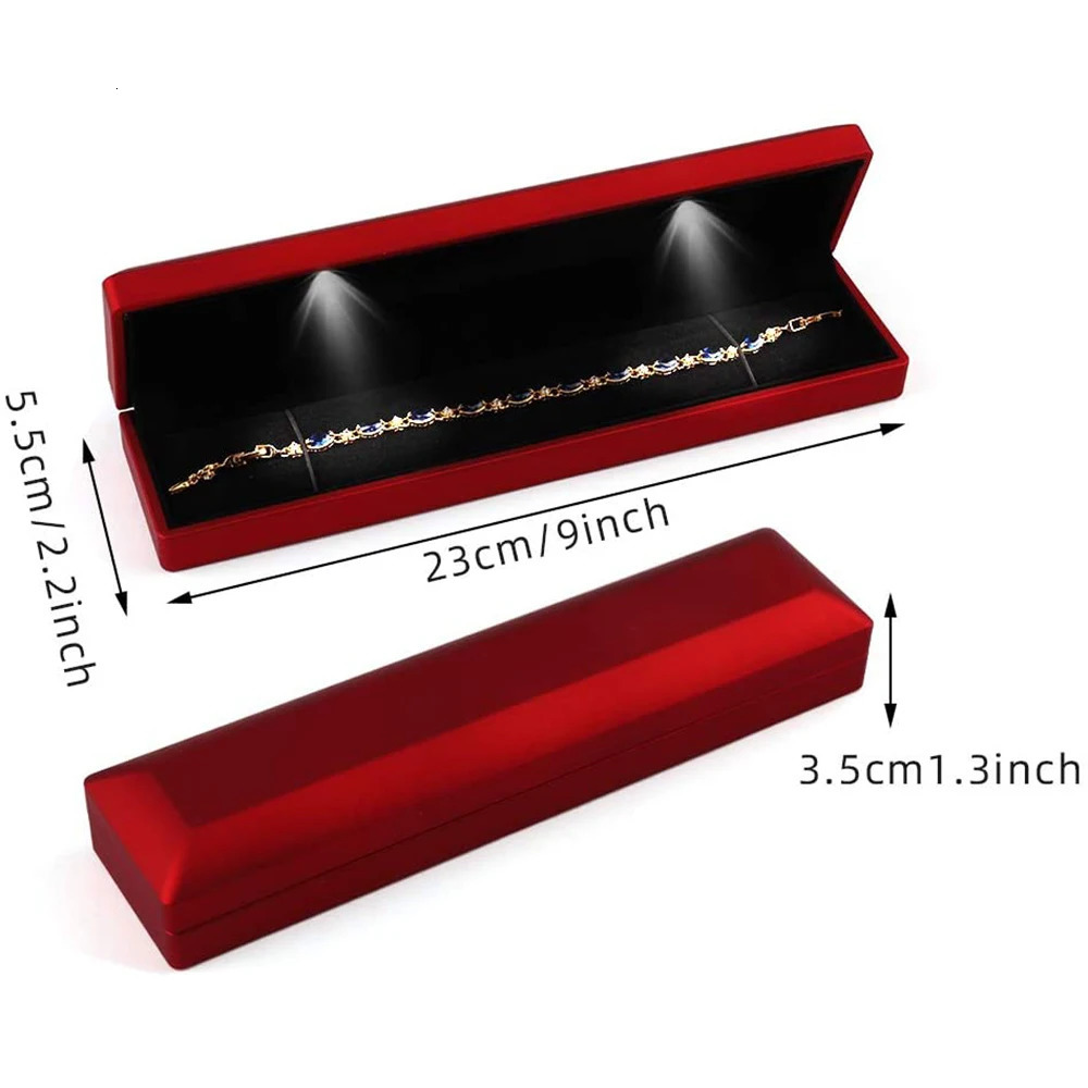 LED Necklace Jewelry Box with Light Long Chain Bracelet Storage Display Case For Wedding Anniversary Engagement Gifts Box 260119