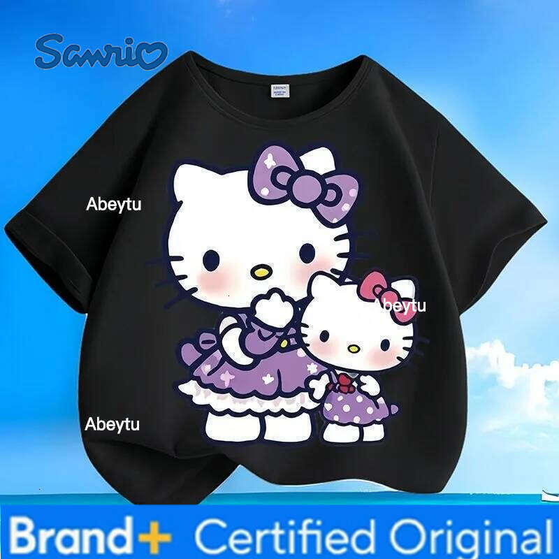 Sanrio Best-Selling HelloKitty Kids Tees Summer New Crew Neck Loose Casual Short Sleeve Tops for Boys Girls H260120