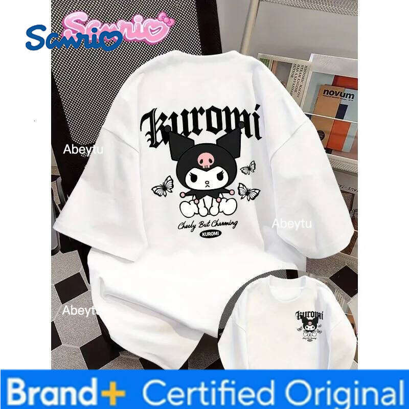 Sanrio for Hello Kitty Women's Front-and-Back Casual Cute Cartoon Kuromi and Kuroko Print Women Crew Neck T-Shirt H260120
