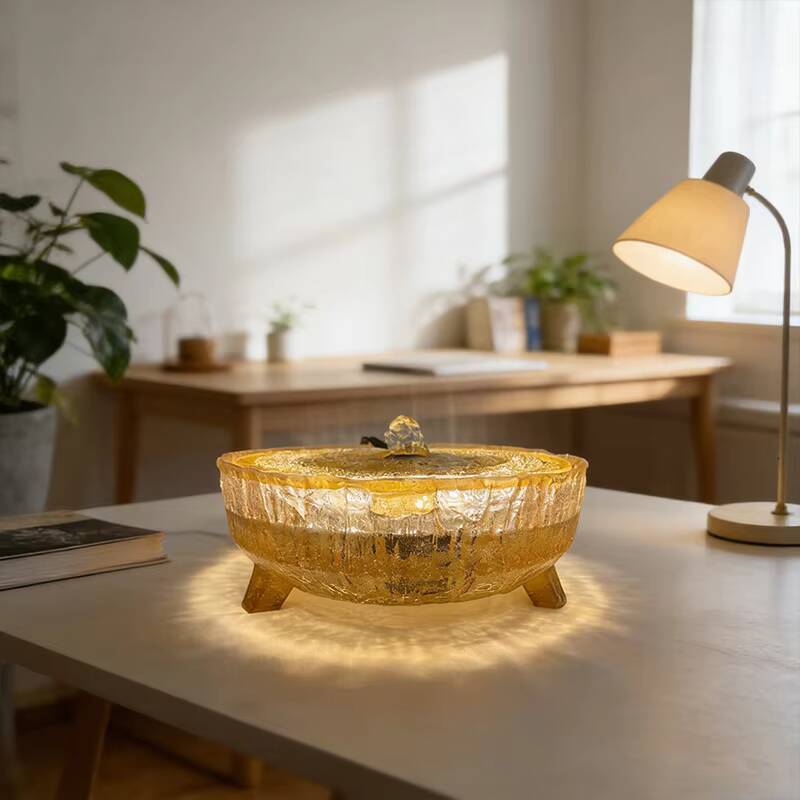 Dream Coffee Light Blue Cold White Crystal Lamp Transparent Desktop Water Feature Fountain