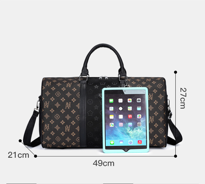 Free Shipping 2026 New Advanced Print Design Large Capacity Travel Bag Unisex Luggage Storage Bag Waterproof Handbag Black