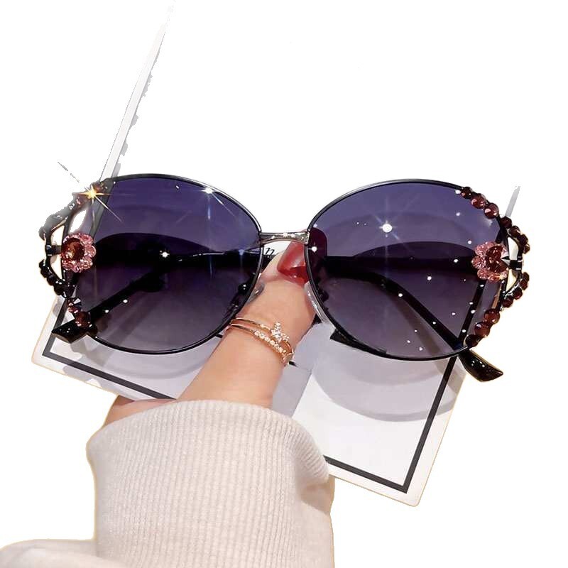 Luxury Brand Designer Sunglasses New Polarized Sunglasses UV Protection High-End Metal Fashionable Rhinestone Luxury Slim Trendy Style