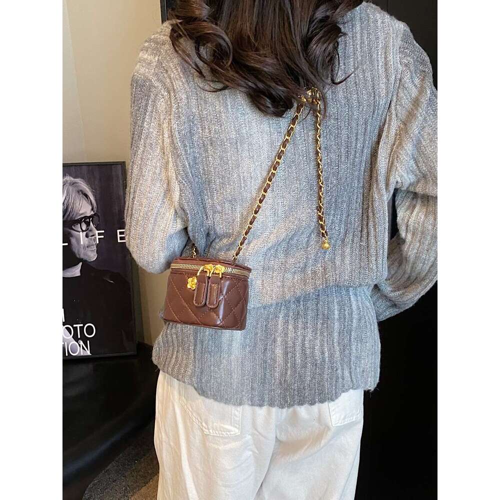 New Style Mini Crossbody Golden Ball Square Box Lipstick Internet Celebrity Versatile Denim Camellia Small Waste Bag