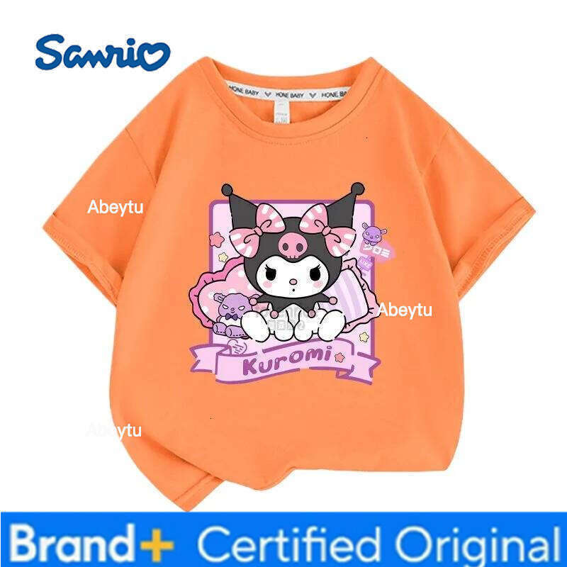 Sanrio Summer Baby Girls 100% Cotton Clothes Kid Children Girl Cute Kuromi Printed T-shirts Cartoon Short Sleeve Top Outfits H2601201