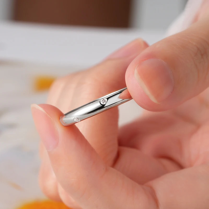 Lnngy Ring Original Certified 925 Silver Rings For Women Couples Delicate Stackable Wedding Band Jewellery 260112