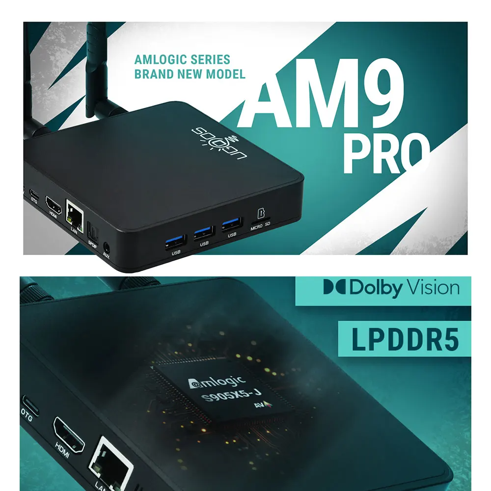 UGOOS AM9 Pro Amlogic S905X5-J Android 14 LPDDR5 4G 64G Smart TVBOX Supoprt AI-SR 4K WiFi6 BT5.2 1000M Upgrade From AM9
