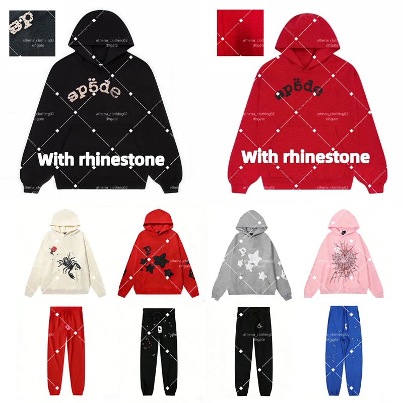 Designer Hooide Spiderhoodie Hoodie for Men Rhinestone Spider Hoodie Sweatpants Loose Long Sleeve Pullover Hoodie Spiderpants Spider Pants Tracksuit Clothes