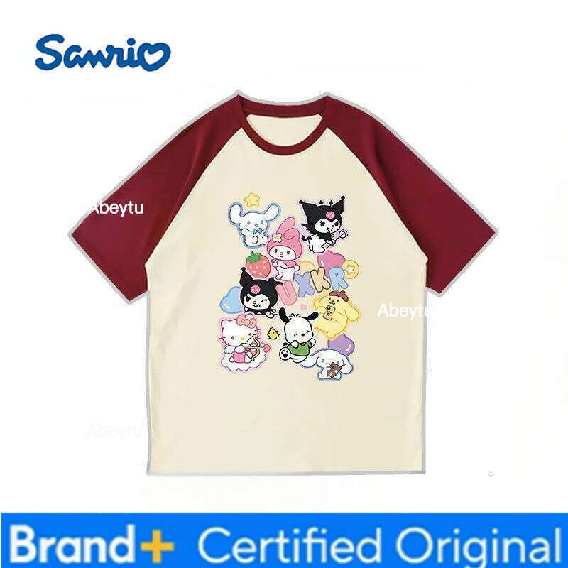 Sanrio Hello kitty Kuromi My melody high-value cartoon cute kids short sleeve summer cotton comfortable and breathable T-shirt H260120