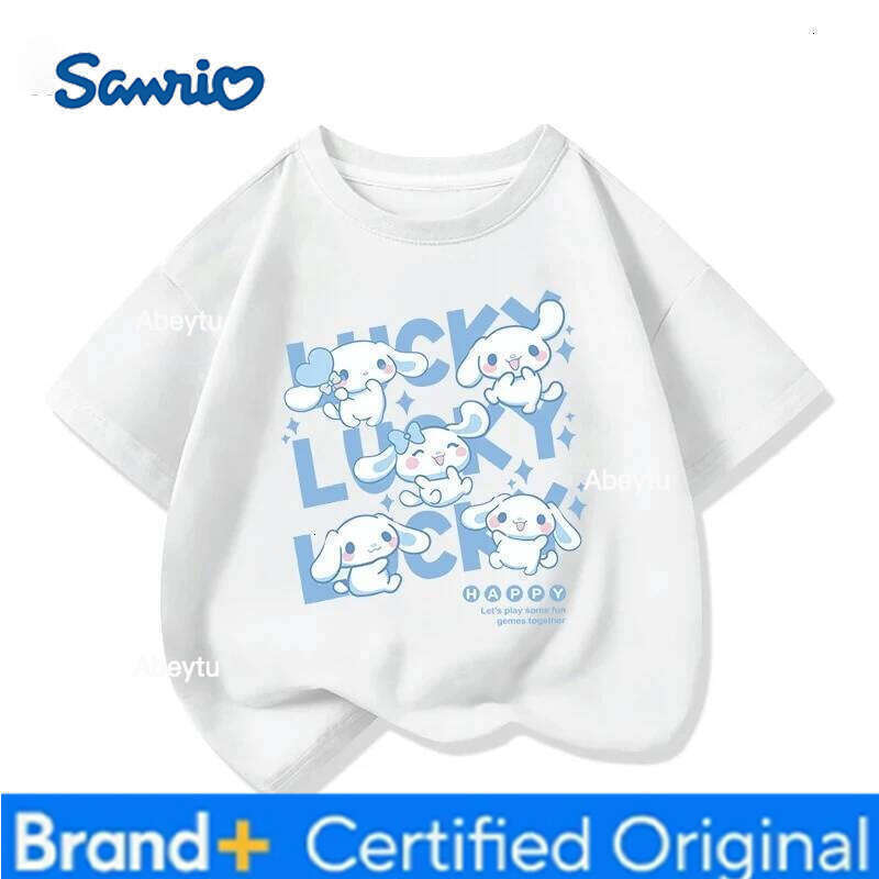 Sanrio 2025 New Yuguigou Cartoon Kids T-shirt Pure Elegance Short Sleeved Children's Summer Clothing H260120