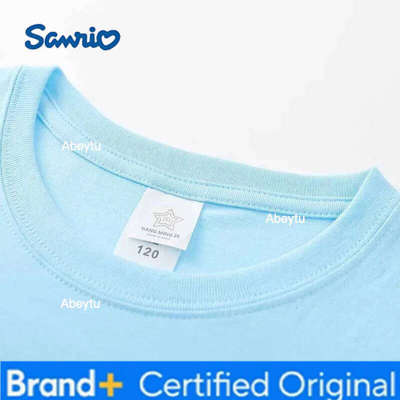 Sanrio Summer Children's Short Sleeve Cartoon Cotton T-shirt Kuromi Family Lovely Printing Girls Trend Fashion Pullover Tops Tee H260120