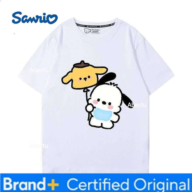 Sanrio Summer 100% Cotton Clothes Pochacco Printed T-shirts Cartoon Short Sleeve Top Outfits H260120