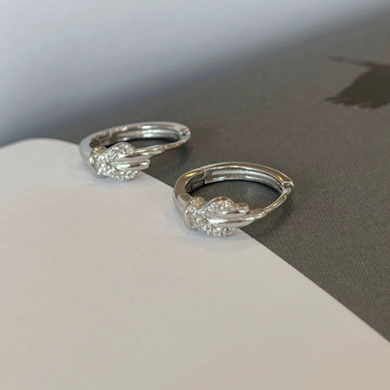 Earrings 925 Sterling Silver Gold Tone Knot Bow Zircon Hoop Earrings Light Minimalist Hypoallergenic Ear Jewelry For Women