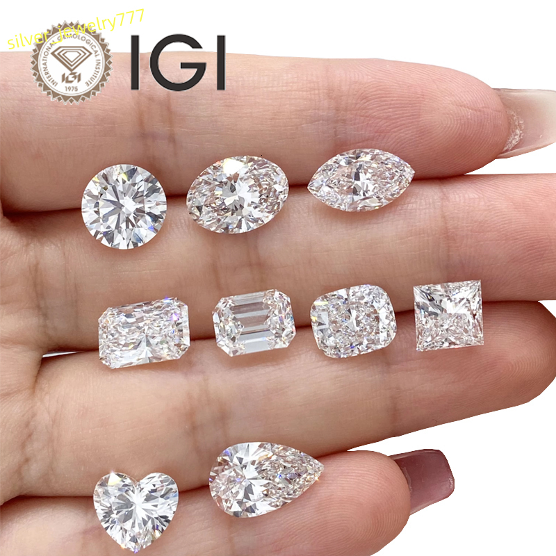 IGI Certified Lab Diamond 1CT 15CT 2CT 3CT D Color VS1 Clarity Fancy Shape Loose HPHT CVD Diamond Lab Grown Diamond